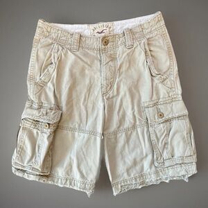 Y2k Hollister Shorts Men 30 Button Fly Khaki Heavy Weight Cargo 9.5” Inseam